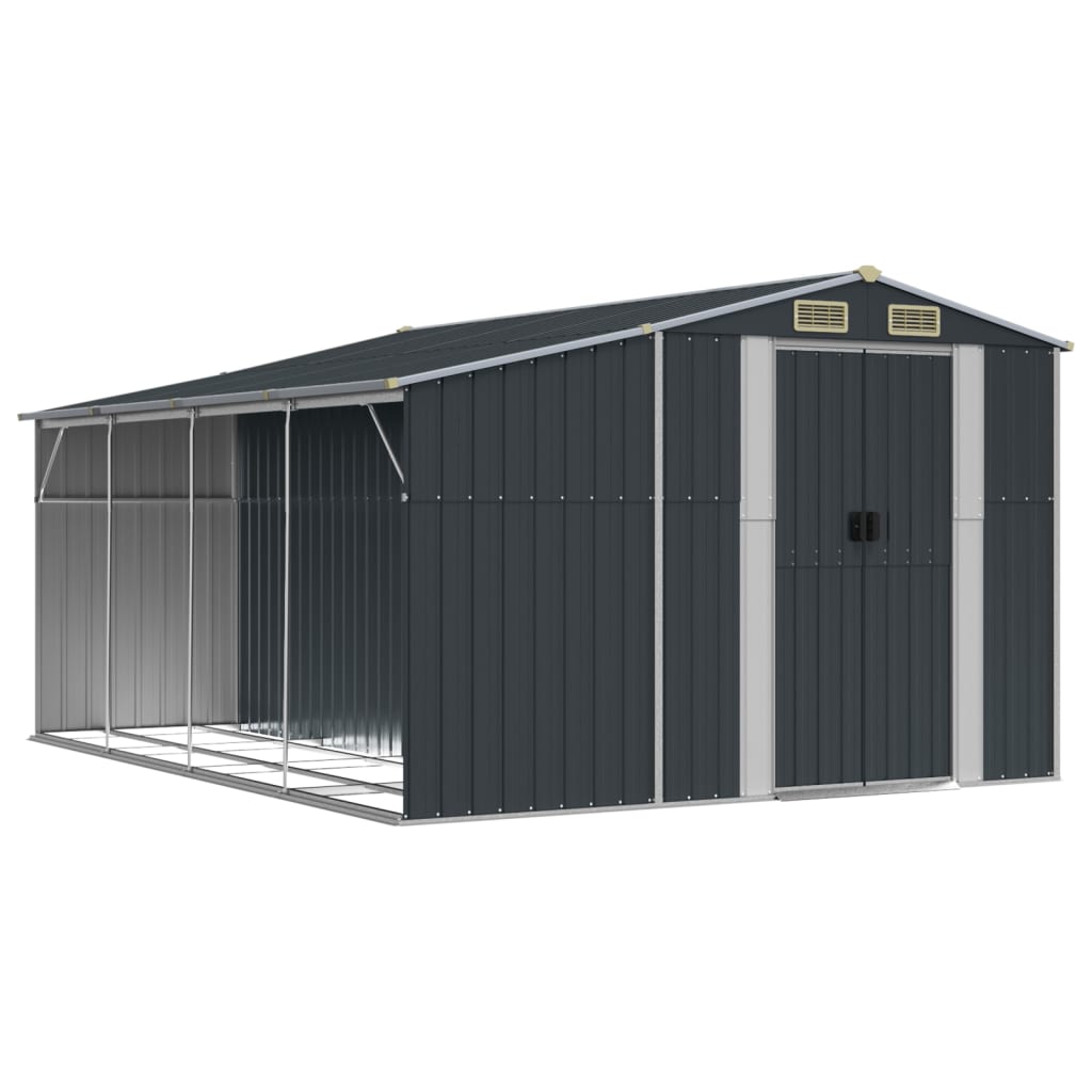 vidaXL Garden Shed Anthracite 277x365,5x179 cm Galvanised Steel 2