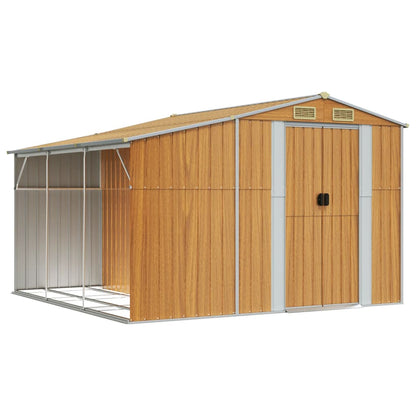 vidaXL Garden Shed Light Brown 277x279x179 cm Galvanised Steel 2