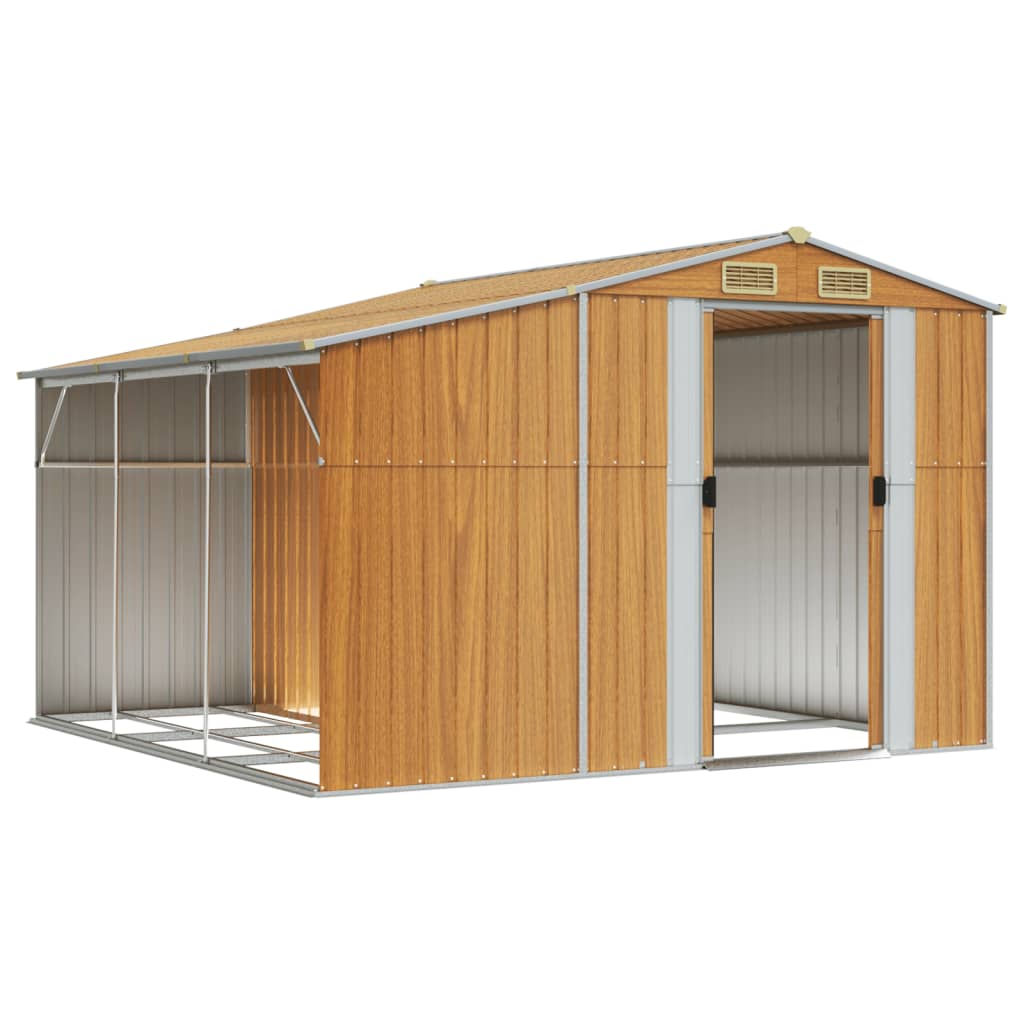 vidaXL Garden Shed Light Brown 277x279x179 cm Galvanised Steel 3