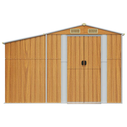 vidaXL Garden Shed Light Brown 277x279x179 cm Galvanised Steel 4