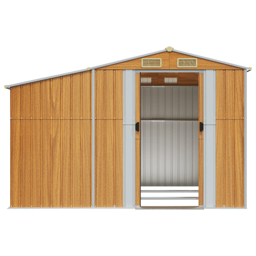 vidaXL Garden Shed Light Brown 277x279x179 cm Galvanised Steel 5