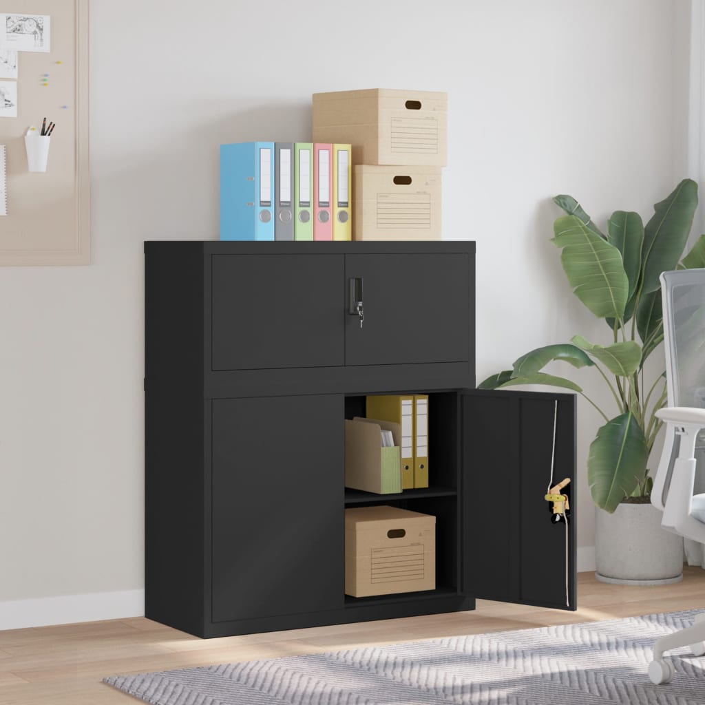 File Cabinet Steel Black 90 x 40 x 110 cm