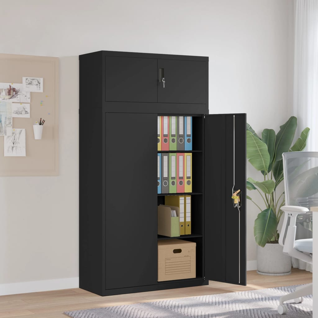 vidaXL File Cabinet Black 90x40x180 cm Steel 1