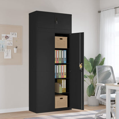 File Cabinet Steel Black 90 x 40 x 220 cm