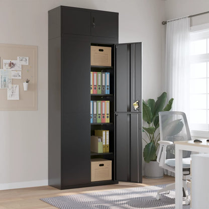 File Cabinet Steel Black 90 x 40 x 240 cm