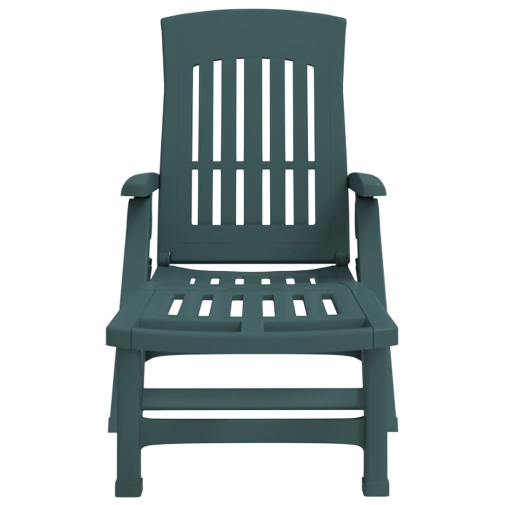 vidaXL Folding Sun Lounger with Wheels Green PP 3