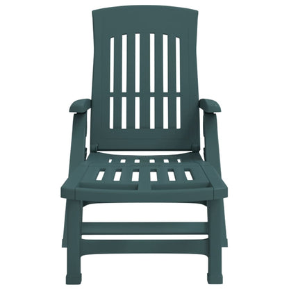 vidaXL Folding Sun Lounger with Wheels Green PP 3
