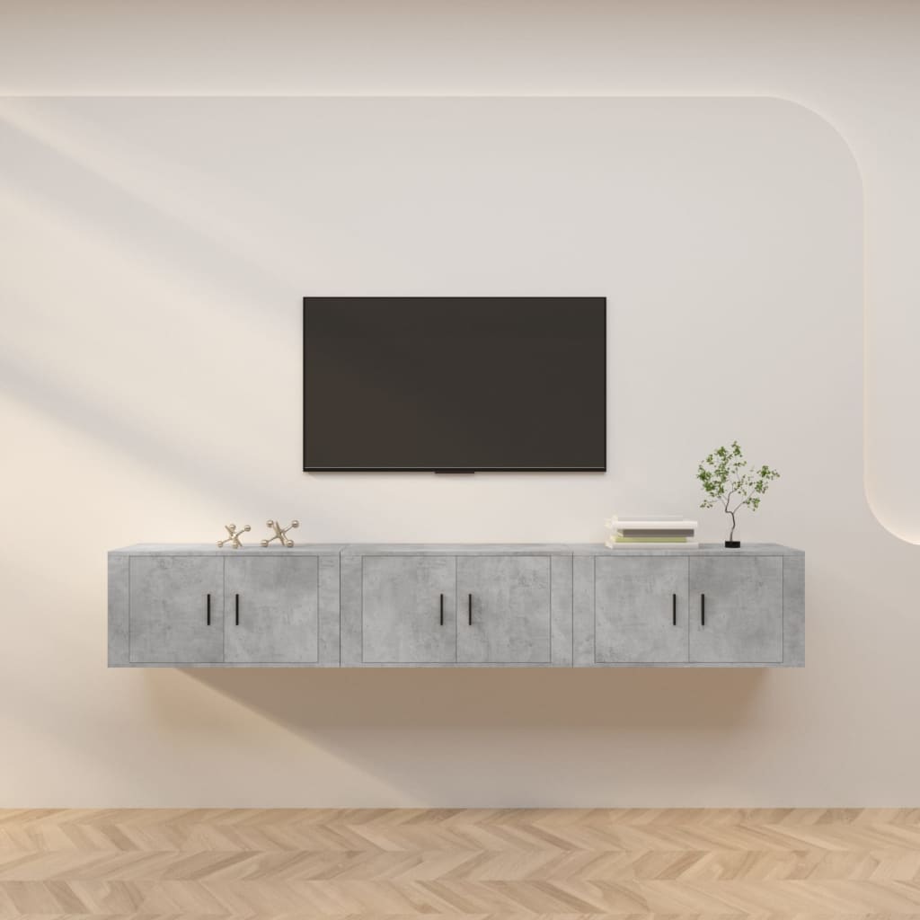 Wall-mounted TV Cabinet Set 80x34.5x40 cm 3 pcs Concrete grey