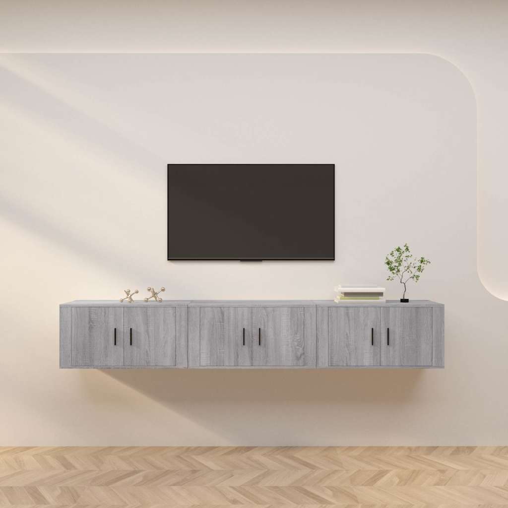 Wall-mounted TV Cabinet Set 80x34.5x40 cm 3 pcs Grey sonoma