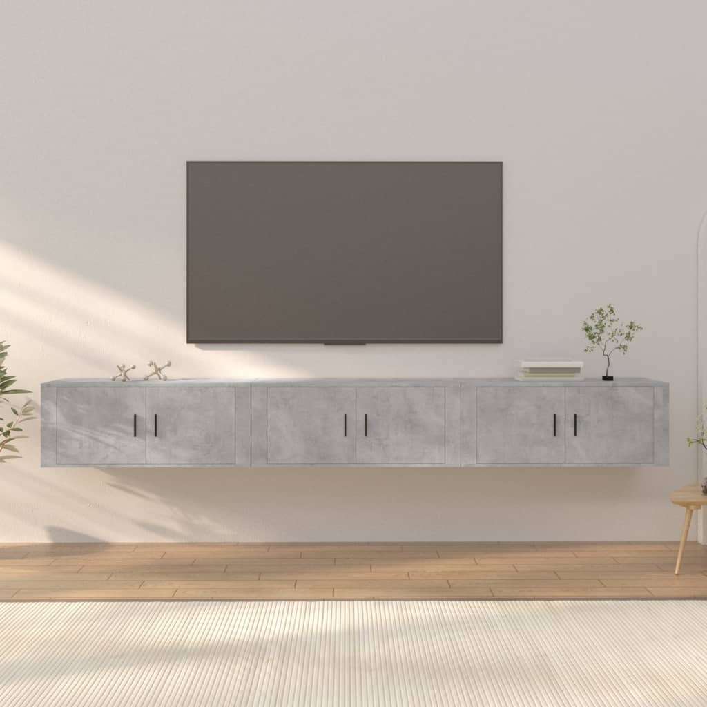 Wall-mounted TV Cabinet Set 100x34.5x40 cm 3 pcs Concrete grey
