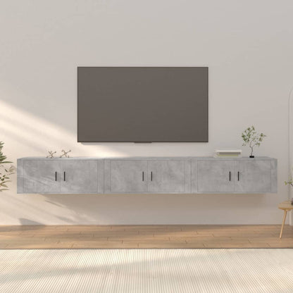 Wall-mounted TV Cabinet Set 100x34.5x40 cm 3 pcs Concrete grey