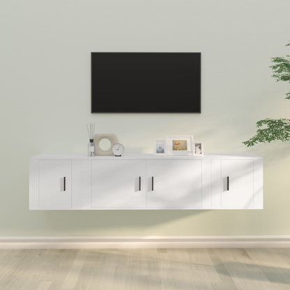3 Piece TV Cabinet Set Engineered Wood White