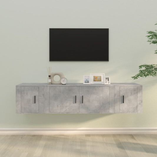3 Piece TV Cabinet Set Engineered Wood Concrete grey