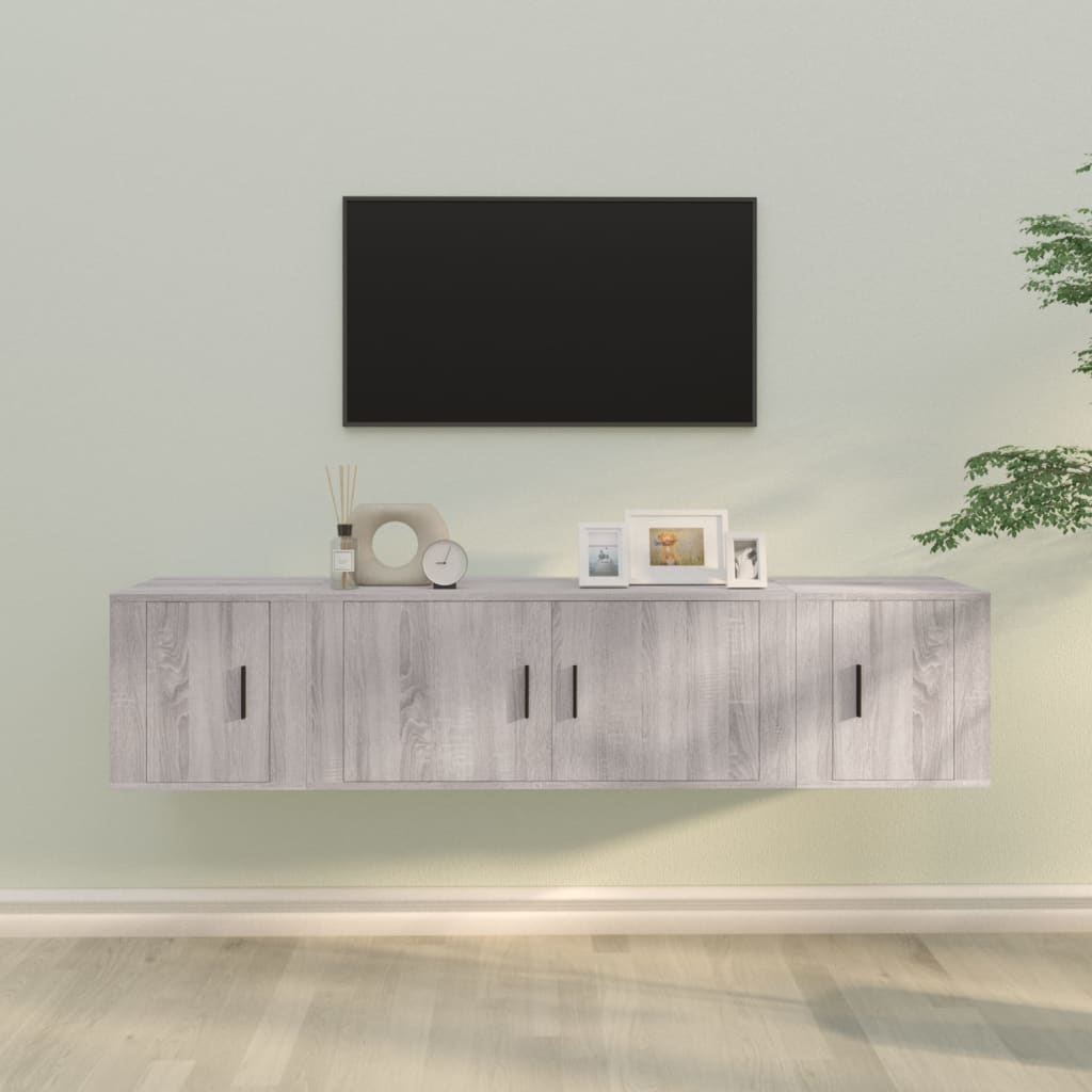 3 Piece TV Cabinet Set Engineered Wood Grey sonoma