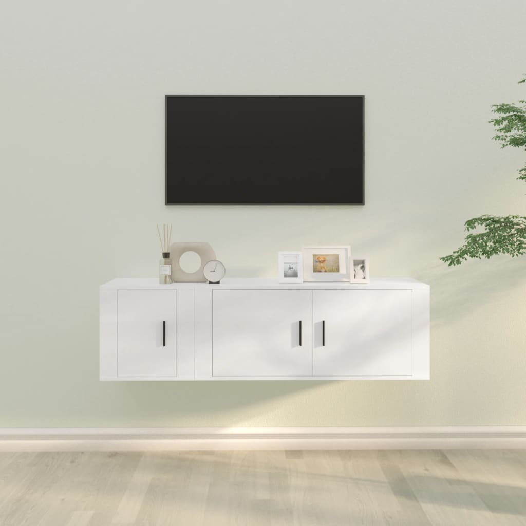 2 Piece TV Cabinet Set Engineered Wood White