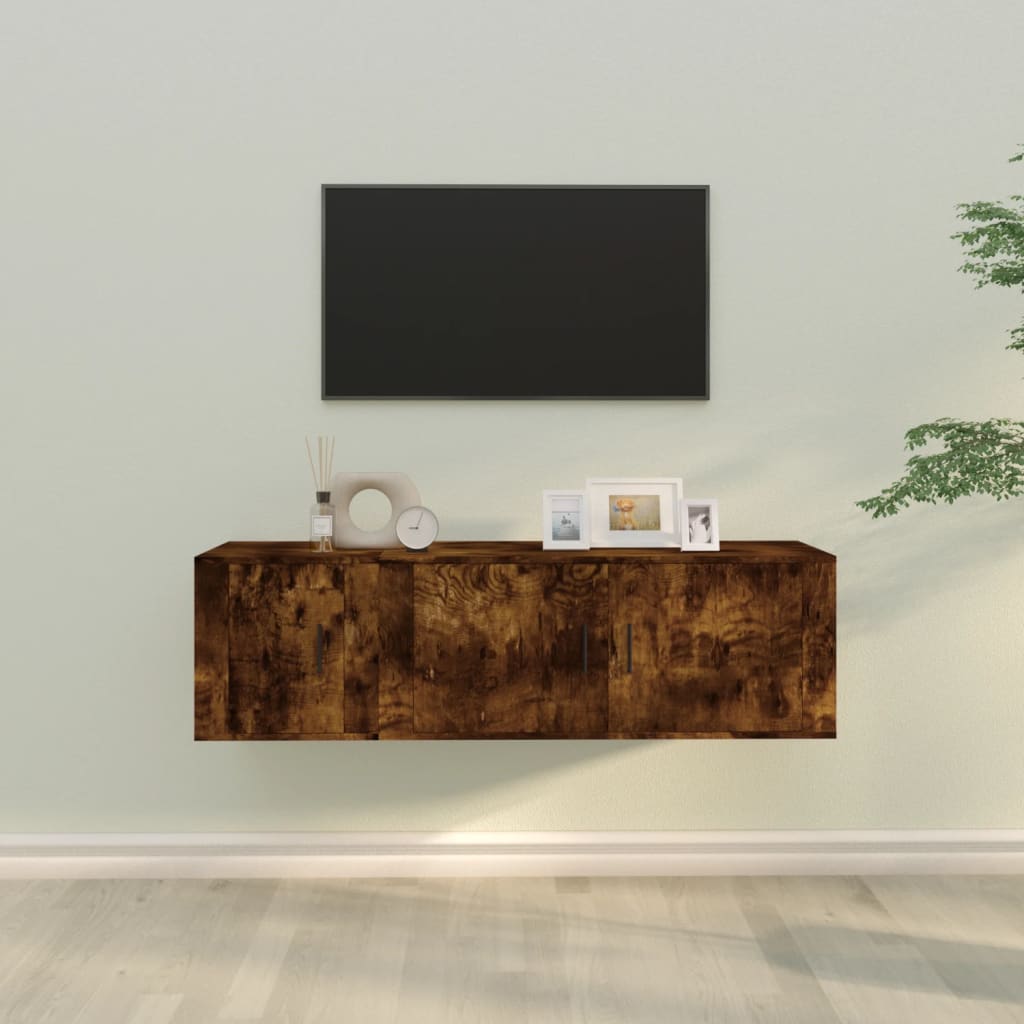 2 Piece TV Cabinet Set Engineered Wood Smoked oak
