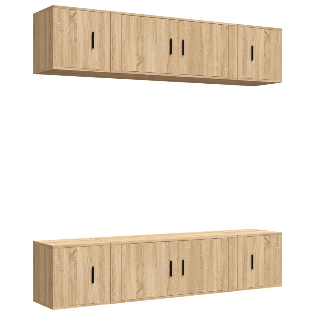 6 Piece TV Cabinet Set Engineered Wood Sonoma oak