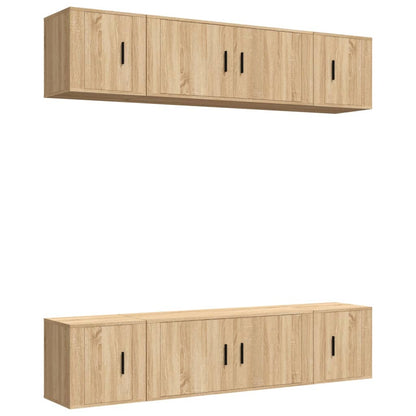 6 Piece TV Cabinet Set Engineered Wood Sonoma oak