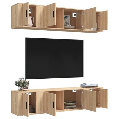 6 Piece TV Cabinet Set Engineered Wood Sonoma oak