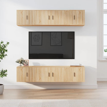 6 Piece TV Cabinet Set Engineered Wood Sonoma oak