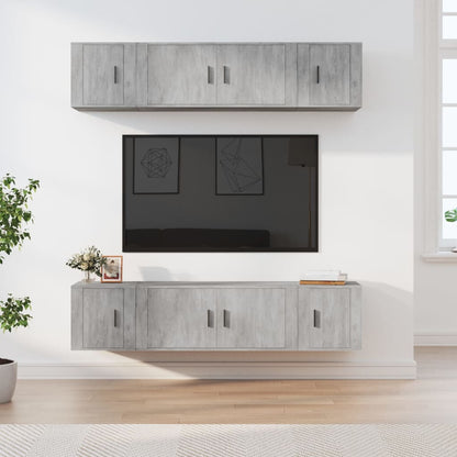 6 Piece TV Cabinet Set Engineered Wood Concrete grey