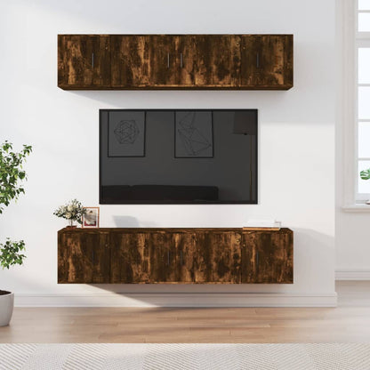 6 Piece TV Cabinet Set Engineered Wood Smoked oak