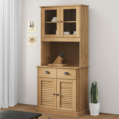 Highboard "VIGO" 78x40x175 cm Solid Wood Pine Brown With 2 doors