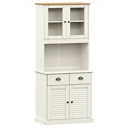 Highboard "VIGO" 78x40x175 cm Solid Wood Pine White With 2 doors