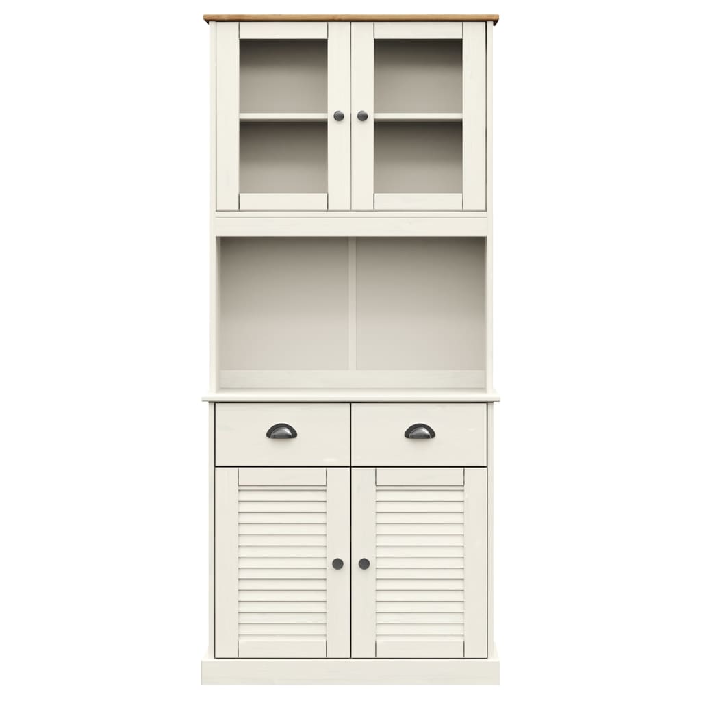 Highboard "VIGO" 78x40x175 cm Solid Wood Pine White With 2 doors
