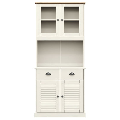 Highboard "VIGO" 78x40x175 cm Solid Wood Pine White With 2 doors