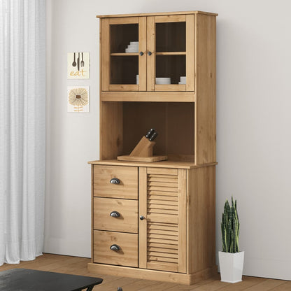Highboard "VIGO" 78x40x175 cm Solid Wood Pine Brown With 1 door