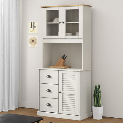 Highboard "VIGO" 78x40x175 cm Solid Wood Pine White With 1 door