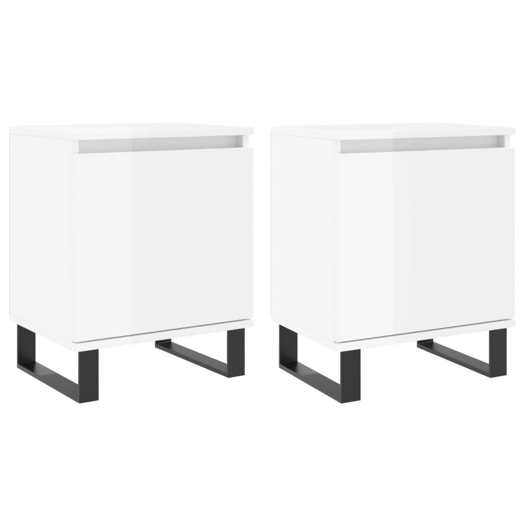 vidaXL Bedside Cabinets 2 pcs High Gloss White 40x30x50 cm Engineered Wood