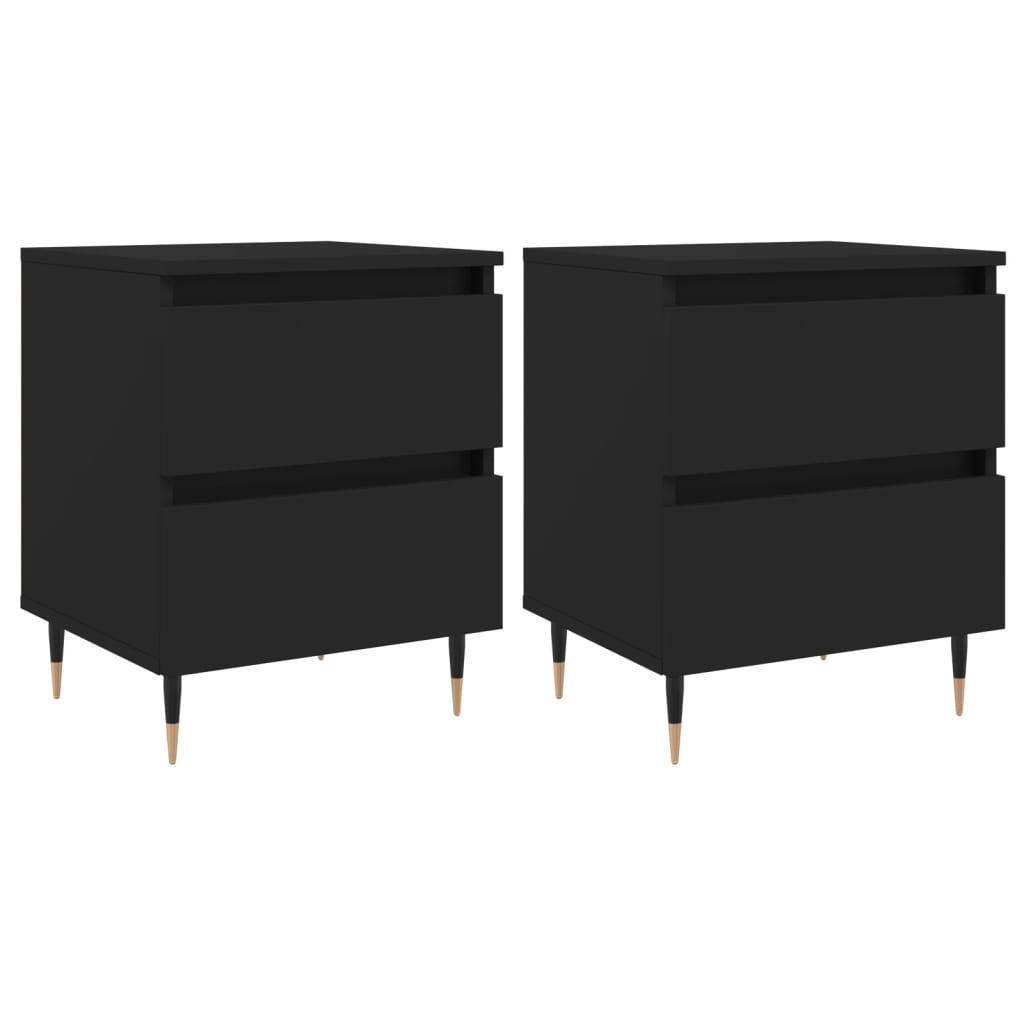 vidaXL Bedside Cabinets 2 pcs Black 40x35x50 cm Engineered Wood