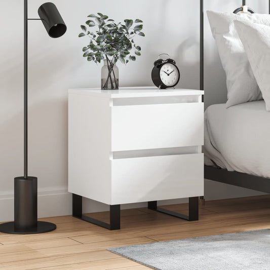 vidaXL Bedside Cabinet High Gloss White 40x35x50 cm Engineered Wood