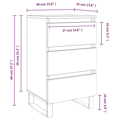 vidaXL Bedside Cabinets 2 pcs Sonoma Oak 40x35x69 cm Engineered Wood