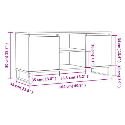 vidaXL TV Cabinet Smoked Oak 104x35x50 cm Engineered Wood