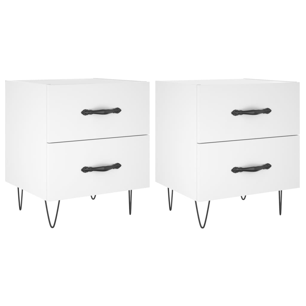 vidaXL Bedside Cabinets 2 pcs White 40x35x47.5 cm Engineered Wood