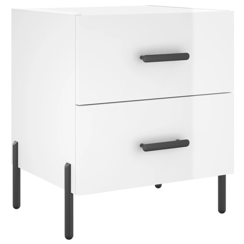 vidaXL Bedside Cabinet High Gloss White 40x35x47.5 cm Engineered Wood