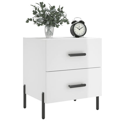 vidaXL Bedside Cabinet High Gloss White 40x35x47.5 cm Engineered Wood