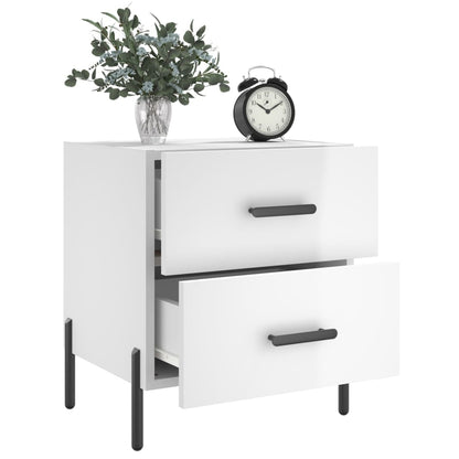 vidaXL Bedside Cabinet High Gloss White 40x35x47.5 cm Engineered Wood