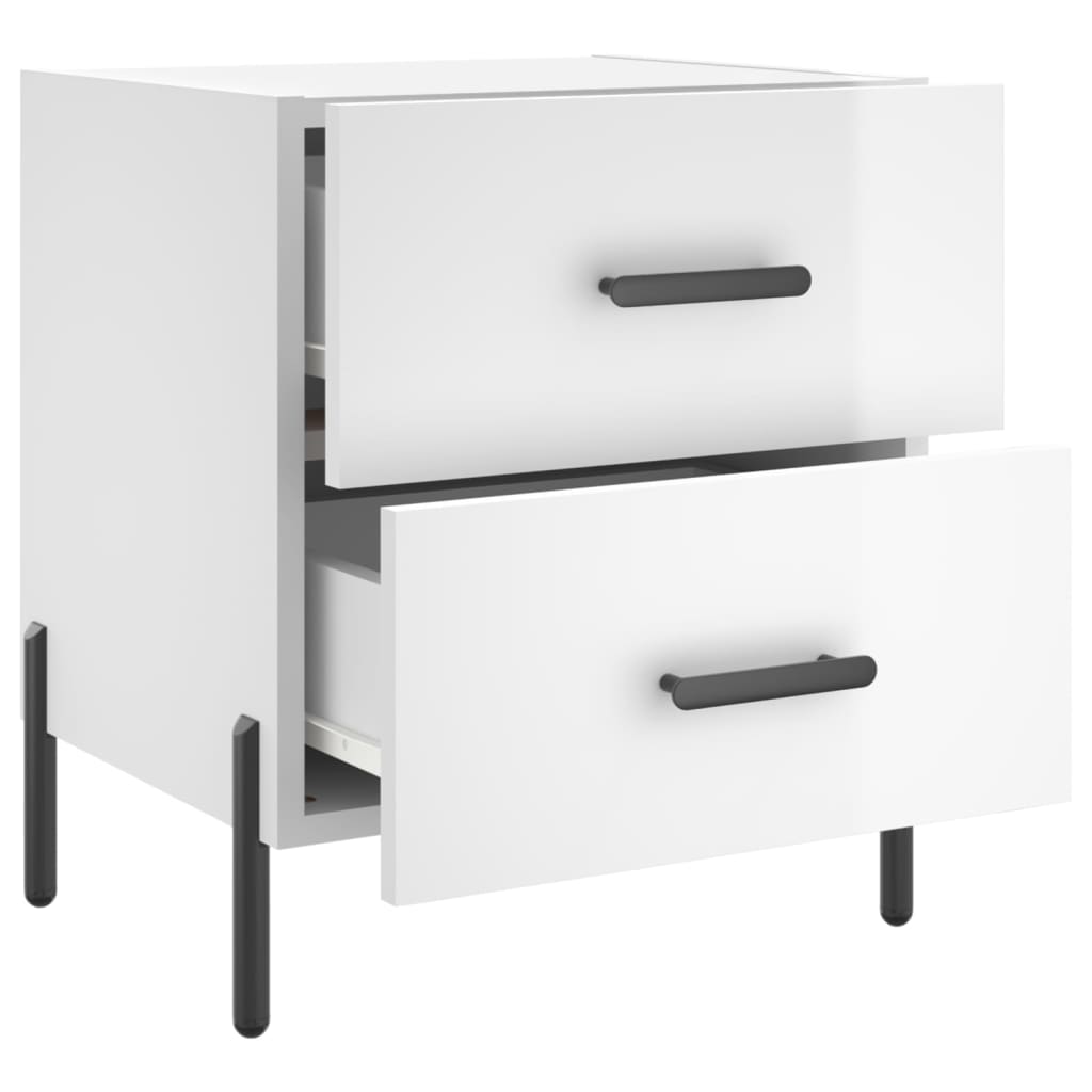 vidaXL Bedside Cabinet High Gloss White 40x35x47.5 cm Engineered Wood