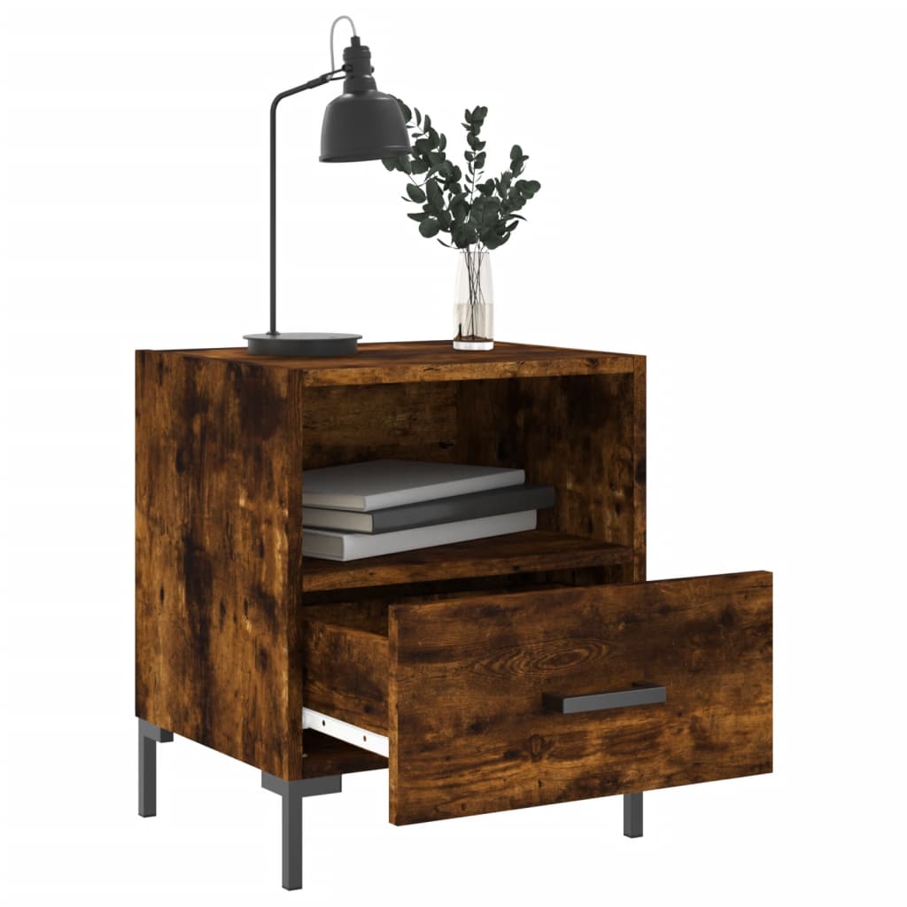 vidaXL Bedside Cabinet Smoked Oak 40x35x47.5 cm Engineered Wood