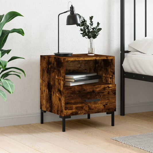 vidaXL Bedside Cabinet Smoked Oak 40x35x47.5 cm Engineered Wood