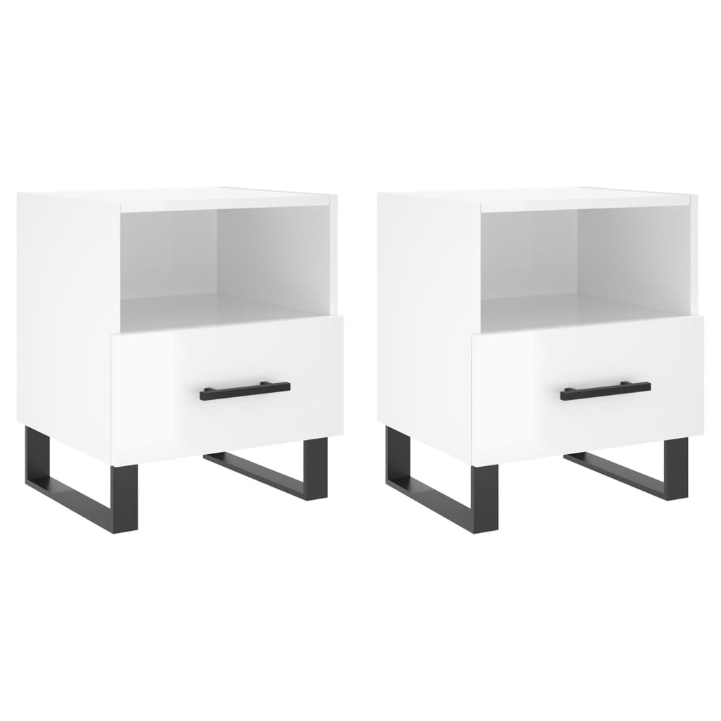Bedside Cabinet 40x35x47,5 cm Engineered Wood High gloss white
