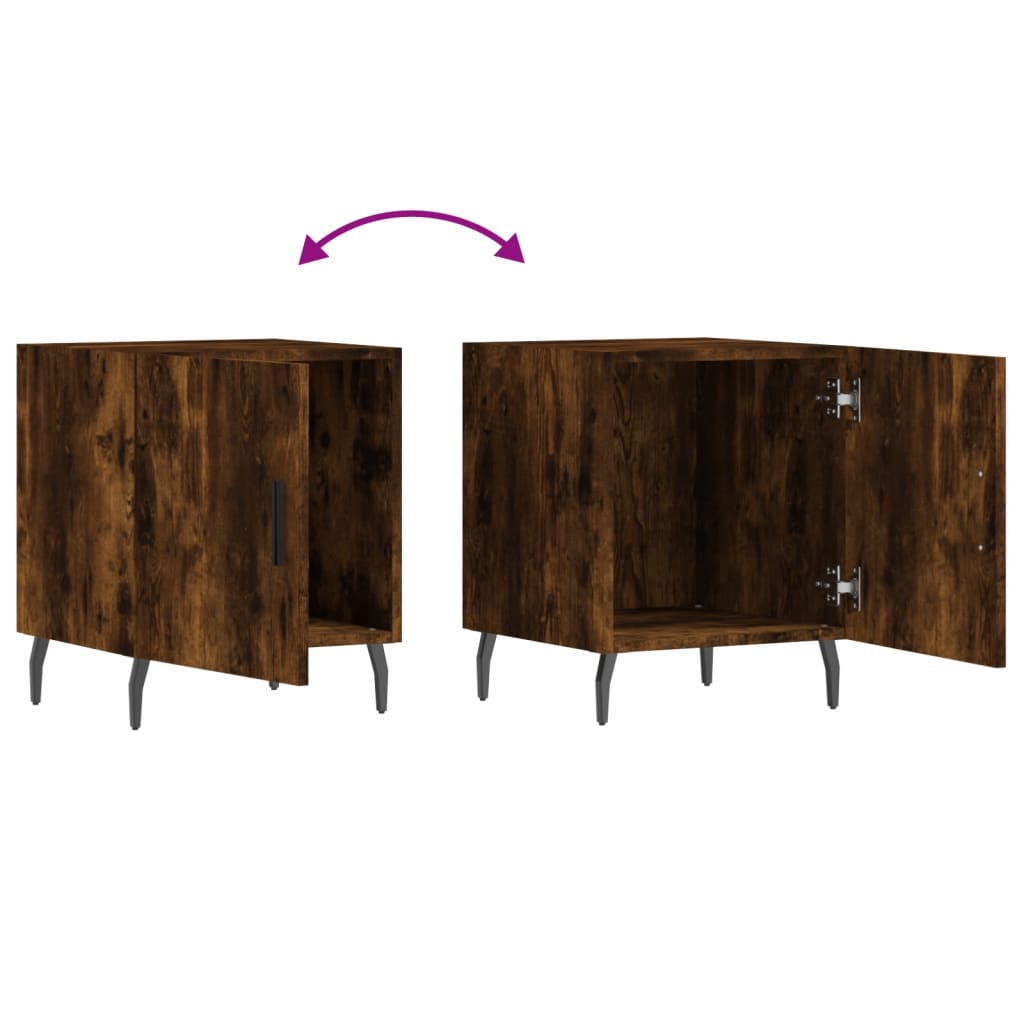 vidaXL Bedside Cabinets 2 pcs Smoked Oak 40x40x50 cm Engineered Wood