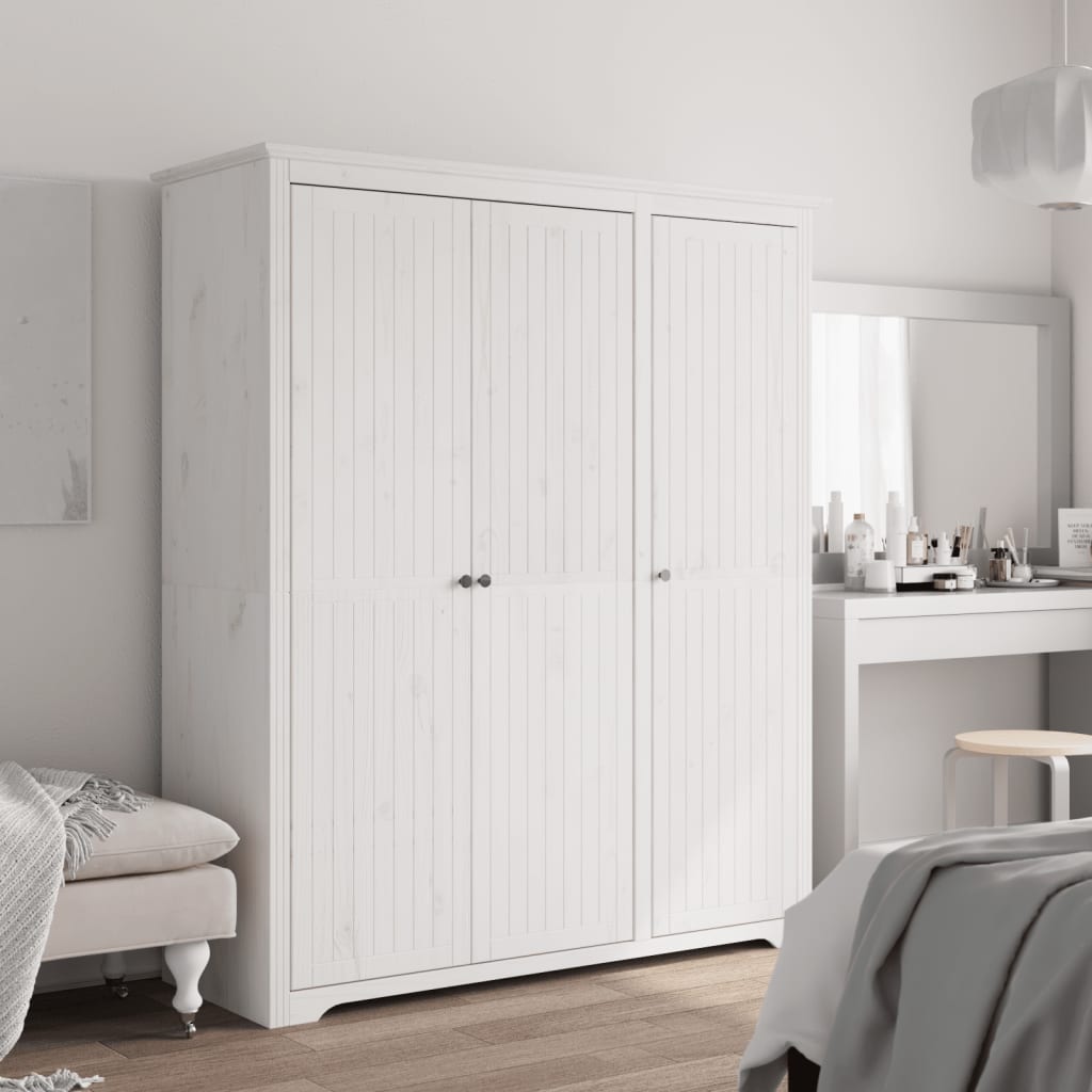 Wardrobe "BODO" 99x53,5x173 cm Solid Wood Pine White