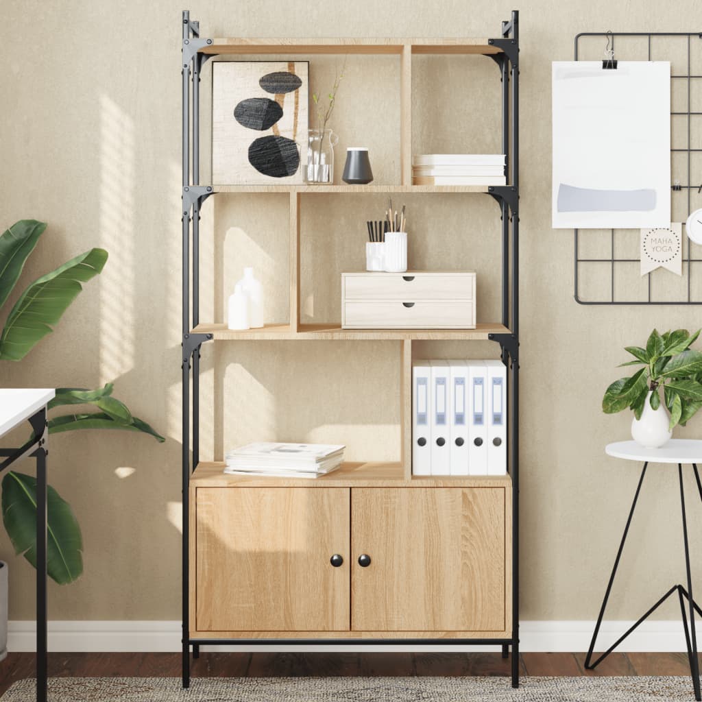 Bookcase with Door 44,5x30x154,5 cm Engineered Wood Sonoma oak 76.5 cm