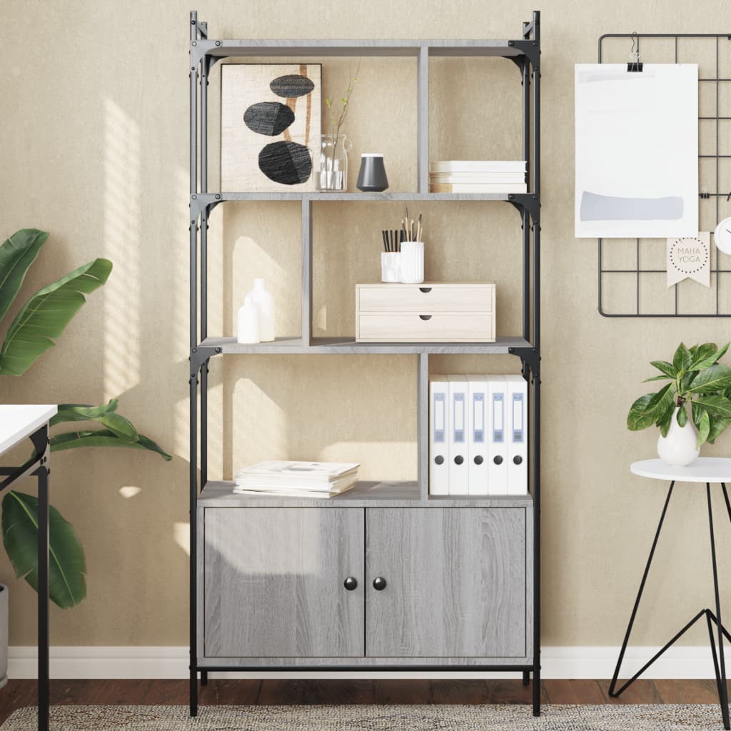 Bookcase with Door 44,5x30x154,5 cm Engineered Wood Grey sonoma 76.5 cm