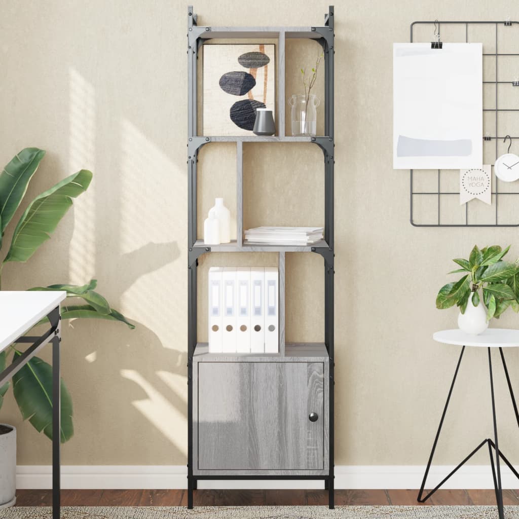 Bookcase with Door 44,5x30x154,5 cm Engineered Wood Grey sonoma 44.5 cm